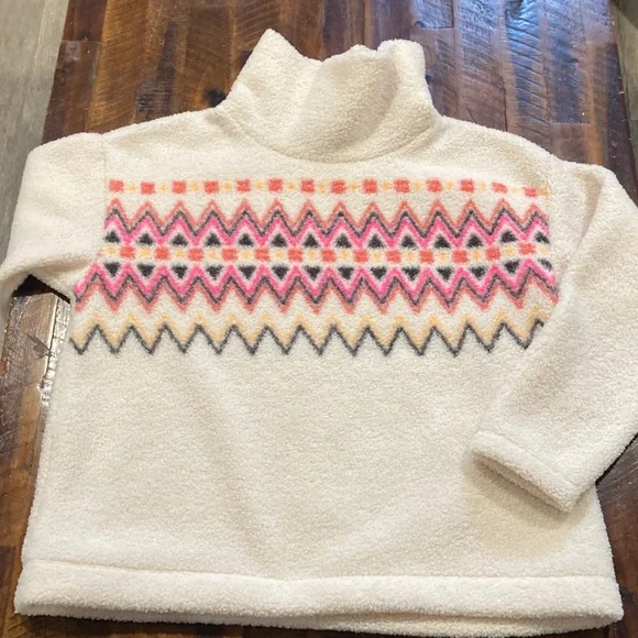 LOFT Cream Sweater with Pink and Black Pattern - Picture 6 of 11
